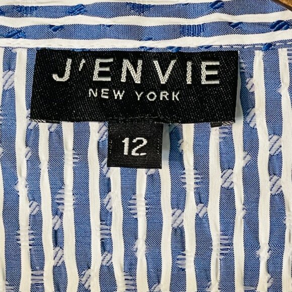 J'ENVIE/ELI Havana Pullover Blue & White Stripe Blouse Size 12 - Picture 4 of 7